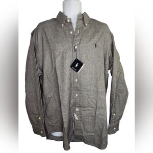 NWT Polo Ralph Lauren Blake Oxford Shirt Large Gray Micro Check Deadstock